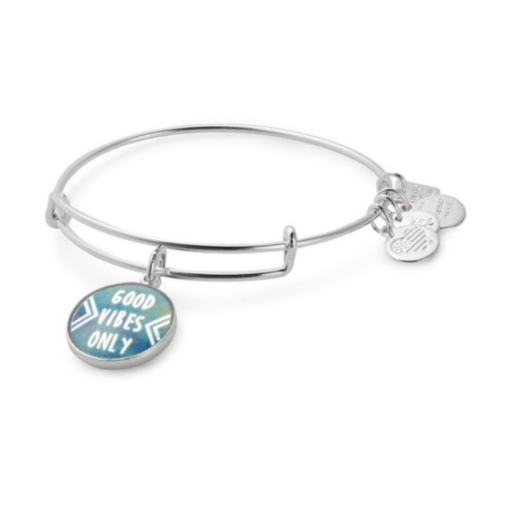 NEW Alex + Ani Good Vibes charm bangle bracelet silver